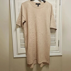 Forever 21 Knit  Jersey Beige Nude Dress Shirt size L